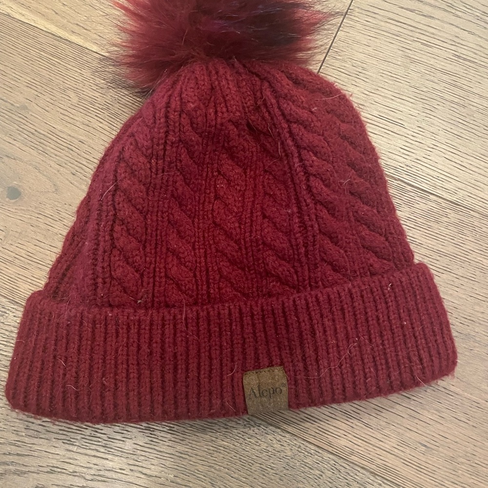 Fleece Lined Burgundy Knit Beanie